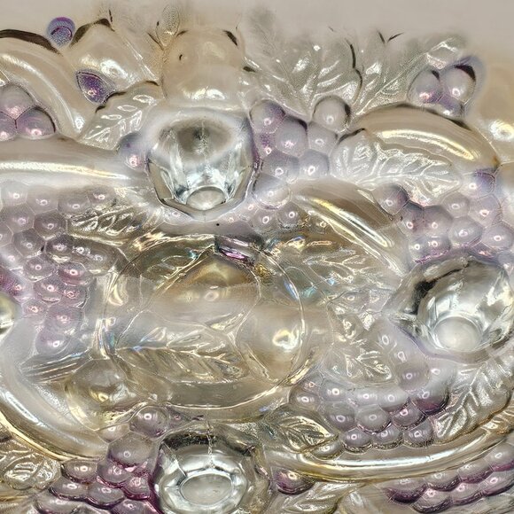 vintage Indiana Glass large footed fruit bowl Garland pattern oval shape 1970s - Picture 3 of 11